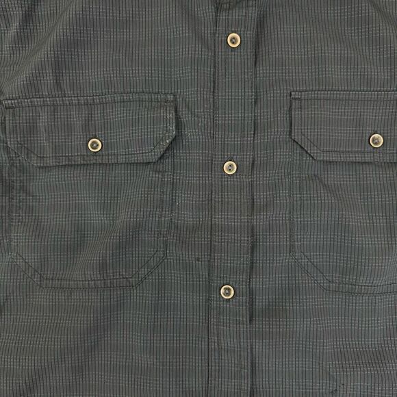 prAna Shirt Mens MT Charcoal CAYMAN Short Sleeve Button Up Hiking Camping Casual - Picture 6 of 10